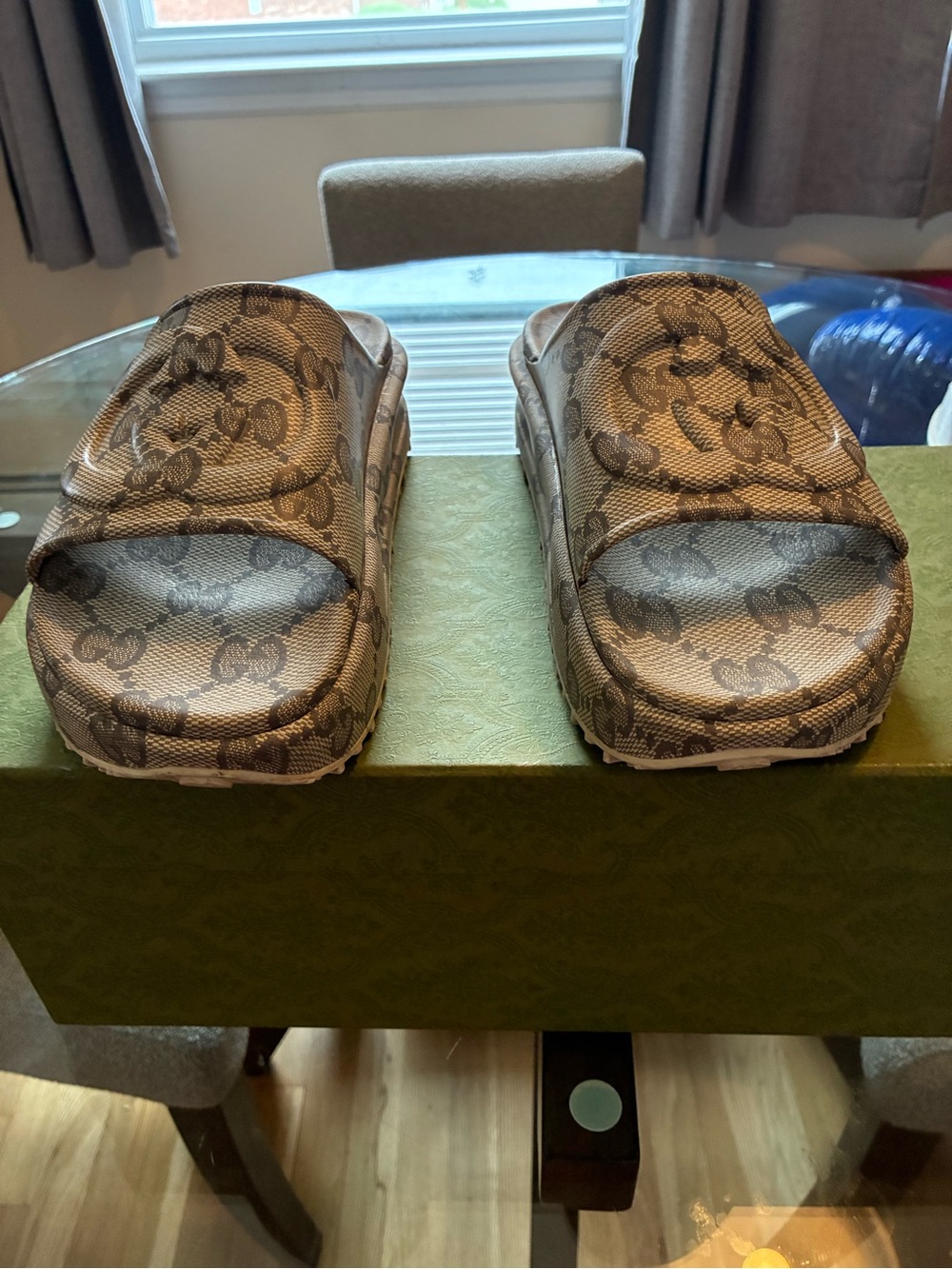 Gucci Brown Monogram Slide Sandals